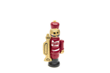 Christmas, wooden, Christmas tree toy on a white background close-up. Christmas decoration spruce.