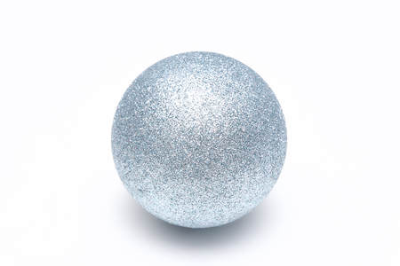 Silver christmas ball isolated on white backgroundの写真素材