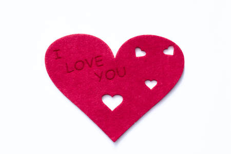 scattered red hearts on a white background. Excellent background to the day of Saint Valentine.の写真素材