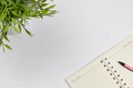concept of recording your daily affairs. Notepad on a white background. Copy space layout
