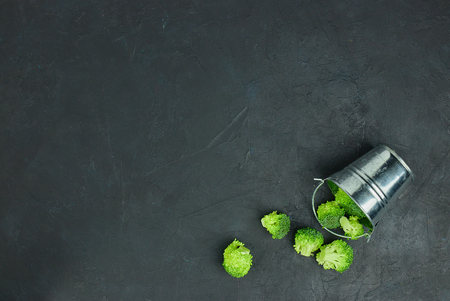Healthy food broccoli on a plate top view. copy space.の写真素材