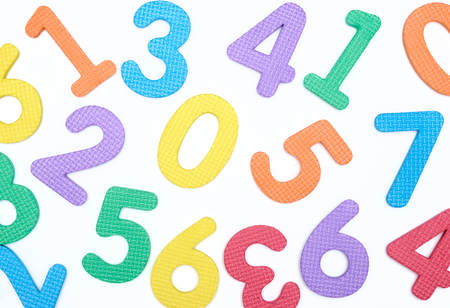 colored numbers on white background. the concept of the school. the child learns to count.の写真素材
