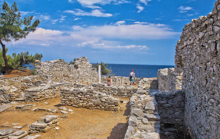 historical ruins, Thassos island, Greece Aegean seaの写真素材