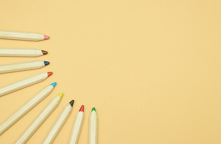 Color pencils on the background, copy space. pencils for drawing.の写真素材