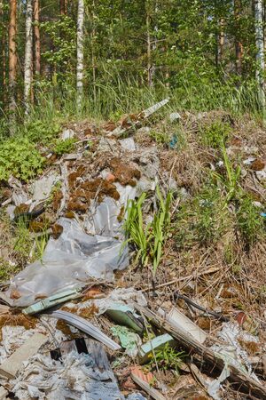 Photography is not an authorized garbage, rubbish on the nature of the forest.