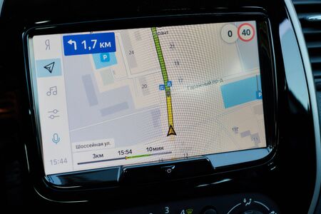 GPS navigation in interior of modern carのeditorial素材