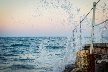great view of the ocean from the pier at sunset. the concept of travel and relaxation from the...