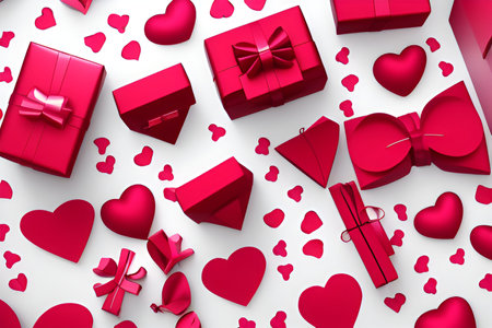 Greeting card with gift boxes, Womens Day, holiday card for March 8, Mothers Day, Valentines Day, generative aiの写真素材