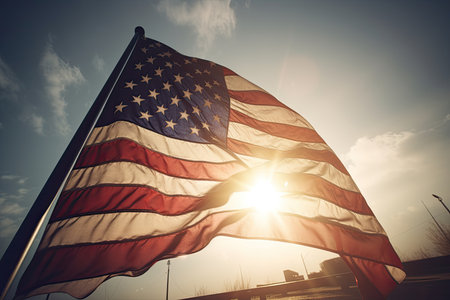 the American flag in clear weather for the Day of Remembrance or the 4th of July, the day of remembrance. generative aiの写真素材