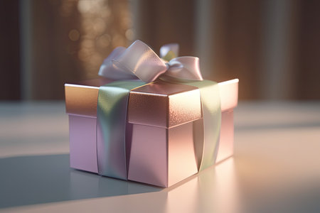A gift box with a bow for special occasions and a special day, a gift for the holiday. Mothers Day. a public holiday. copyspace. generative aiの素材