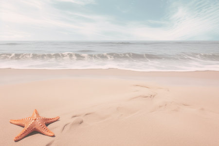 A tropical beach with sea stars. the concept of rest and travel. ocean view in clear weather. generative aiの素材