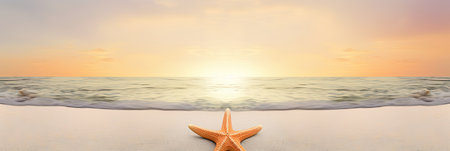 A tropical beach with sea stars. the concept of rest and travel. ocean view in clear weather. generative aiの素材