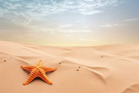 A tropical beach with sea stars. the concept of rest and travel. ocean view in clear weather. generative aiの素材