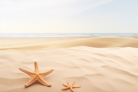 A tropical beach with sea stars. the concept of rest and travel. ocean view in clear weather. generative aiの素材