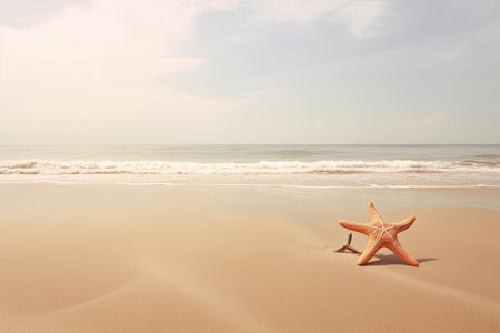 A tropical beach with sea stars. the concept of rest and travel. ocean view in clear weather. generative aiの素材