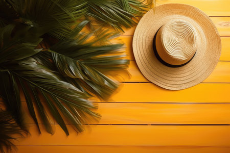 Palm leaves on a transparent background with an empty space for text. tropical background in soft tones. the concept of travel. generative aiの素材
