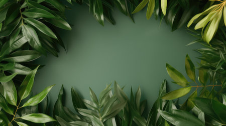 Tropical green leaf. Layout of the banner for text field. isolated on a white background. generative aiの素材