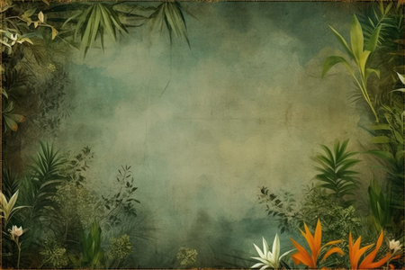 Tropical green leaf. Layout of the banner for text field. isolated on a white background. generative aiの素材