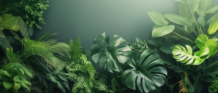 Tropical green leaf. Layout of the banner for text field. isolated on a white background. generative aiの素材