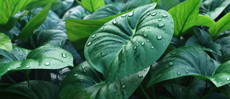 Tropical green leaf. Layout of the banner for text field. isolated on a white background. generative aiの素材