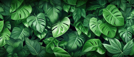Tropical green leaf. Layout of the banner for text field. isolated on a white background. generative aiの素材