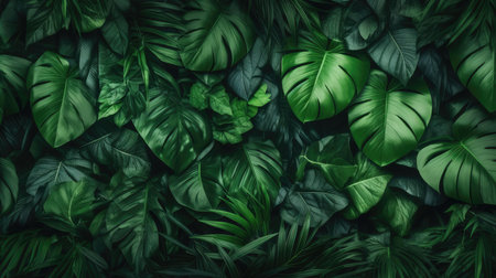Tropical green leaf. Layout of the banner for text field. isolated on a white background. generative aiの素材