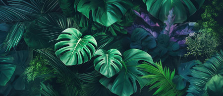 Tropical green leaf. Layout of the banner for text field. isolated on a white background. generative aiの素材