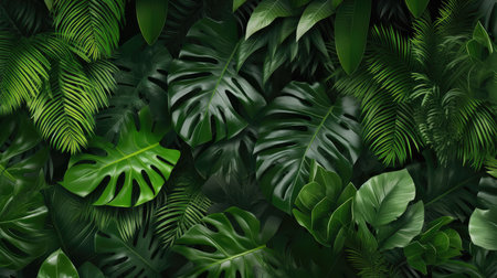 Tropical green leaf. Layout of the banner for text field. isolated on a white background. generative aiの素材