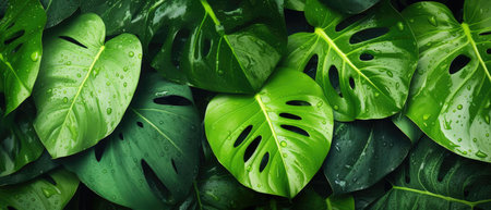 Tropical green leaf. Layout of the banner for text field. isolated on a white background. generative aiの素材