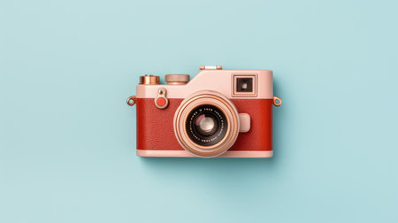 World Photographers Day. Hold the retro camera in your hand on a neutral background. Printing on paper and textiles. Greeting cards for the holiday photos. generative aiの素材