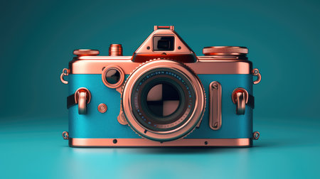 World Photographers Day. Hold the retro camera in your hand on a neutral background. Printing on paper and textiles. Greeting cards for the holiday photos. generative aiの素材