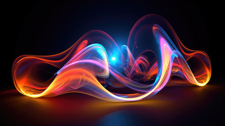 Sound neon wave illustration , neon waves, generative aiの素材