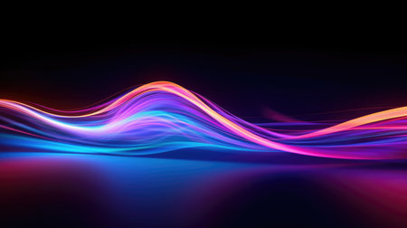 Sound neon wave illustration , neon waves, generative aiの素材