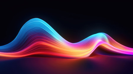 Sound neon wave illustration , neon waves, generative aiの素材