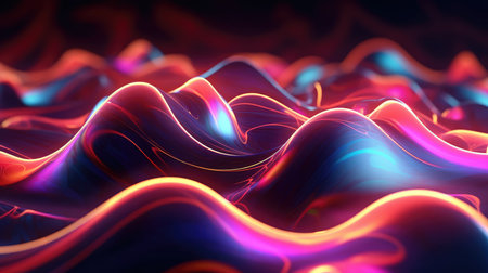 Sound neon wave illustration , neon waves, generative aiの素材