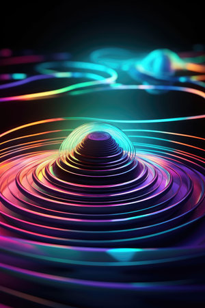 Sound neon wave illustration , neon waves, generative aiの素材
