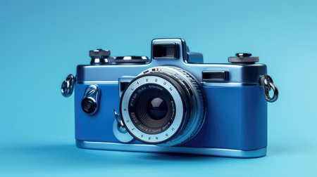 World Photographer's Day. Retro camera on a neutral background. Printing on paper and textiles. Greeting cards for the holiday photos.. generative aiの素材