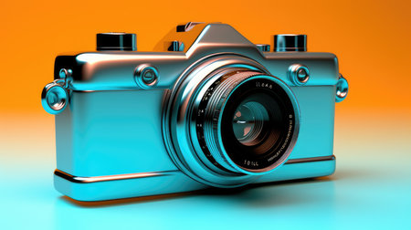 World Photographers Day. Hold the retro camera in your hand on a neutral background. Printing on paper and textiles. Greeting cards for the holiday photos. generative aiの素材