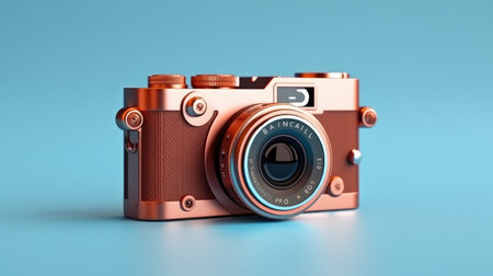 World Photographers Day. Hold the retro camera in your hand on a neutral background. Printing on paper and textiles. Greeting cards for the holiday photos. generative aiの素材