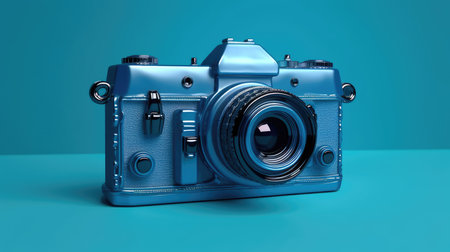 World Photographers Day. Hold the retro camera in your hand on a neutral background. Printing on paper and textiles. Greeting cards for the holiday photos. generative aiの素材