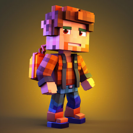 pixelated human character, illustration in pixel art style, computer game character. generative aiの素材