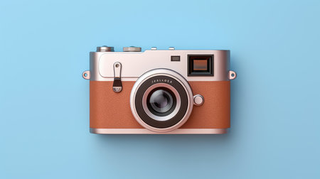 World Photographers Day. Hold the retro camera in your hand on a neutral background. Printing on paper and textiles. Greeting cards for the holiday photos. generative aiの素材