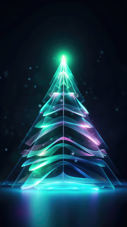 neon tree, christmas abstract tree, new year holiday. New Year. generative aiの素材
