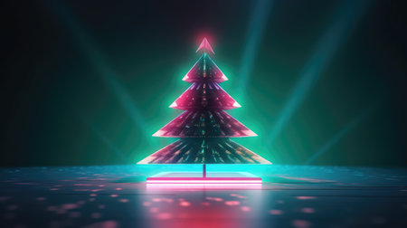 neon tree, christmas abstract tree, new year holiday. New Year. generative aiの素材