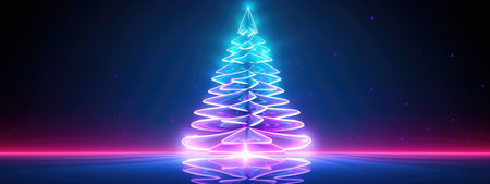 neon tree, christmas abstract tree, new year holiday. New Year. generative aiの素材