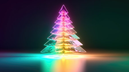 neon tree, christmas abstract tree, new year holiday. New Year. generative aiの素材