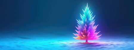 neon tree, christmas abstract tree, new year holiday. New Year. generative aiの素材