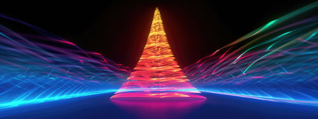 neon tree, christmas abstract tree, new year holiday. New Year. generative aiの素材
