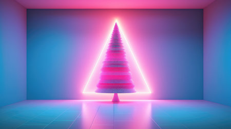 neon tree, christmas abstract tree, new year holiday. New Year. generative aiの素材