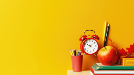 background school inventory in gentle colors, back to school. celebration of the new school year.の素材